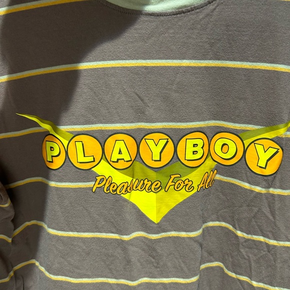 Playboy by Pac Sun Shirt Adult Small Brown Yellow Logo Short Sleeve - Picture 3 of 4